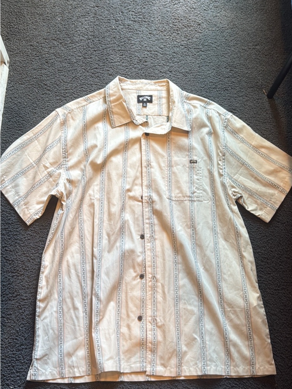 Billabong Men’s Cream Striped Short-Sleeve Button-Down Shirt